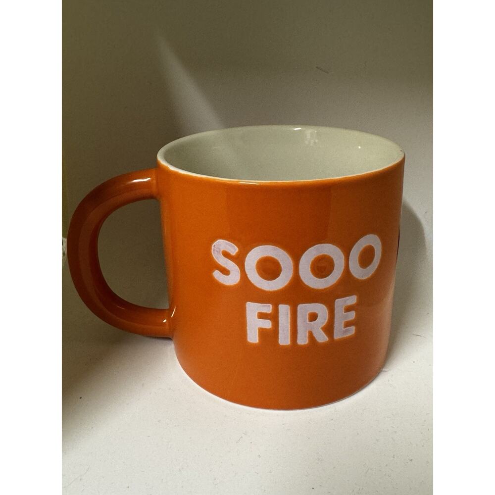 Pair of 2- Room Essentials Orange Sooo Fire Mug